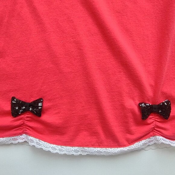 Victoria's Secret Naughty Nice Red Nightie - Cotton Slip Dress Bows Lace Small - Picture 8 of 10